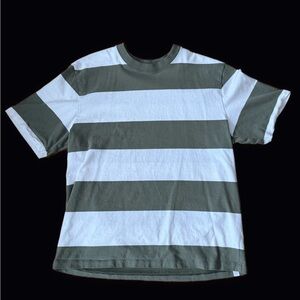 Lululemon Athletica Olive and White Striped Tee